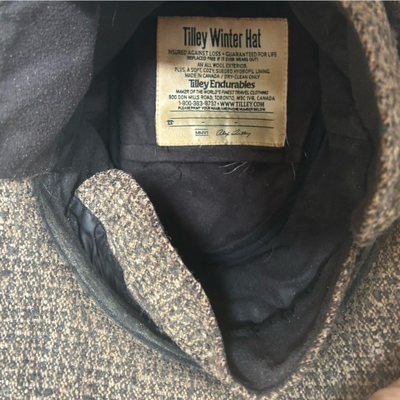 The Tilley Winter Hat Tuckaway Ear Flaps Earlap Wool Tweed Endurables Size 7 3/4 - Picture 7 of 7